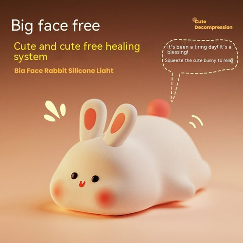 Cute LED Night Light Touch Sensor Cartoon Kid's Nightlights Big Face Rabbit Silicone Night Light Christmas Gift Bedside Lamp Home Decor - The Sosa Finds