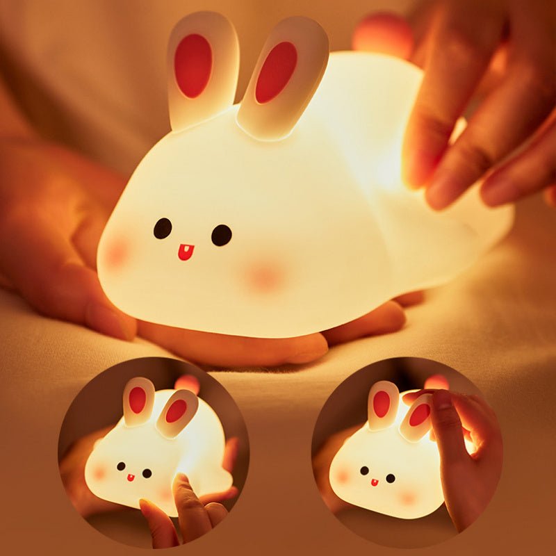 Cute LED Night Light Touch Sensor Cartoon Kid's Nightlights Big Face Rabbit Silicone Night Light Christmas Gift Bedside Lamp Home Decor - The Sosa Finds