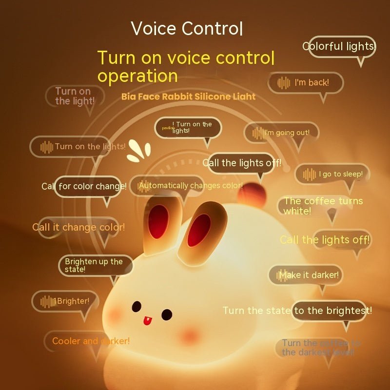 Cute LED Night Light Touch Sensor Cartoon Kid's Nightlights Big Face Rabbit Silicone Night Light Christmas Gift Bedside Lamp Home Decor - The Sosa Finds
