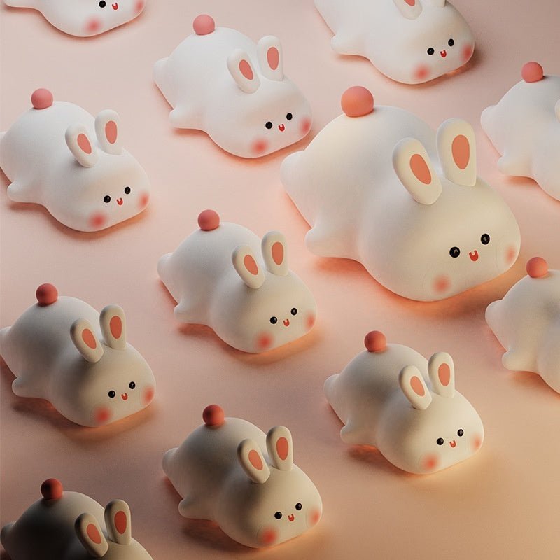 Cute LED Night Light Touch Sensor Cartoon Kid's Nightlights Big Face Rabbit Silicone Night Light Christmas Gift Bedside Lamp Home Decor - The Sosa Finds